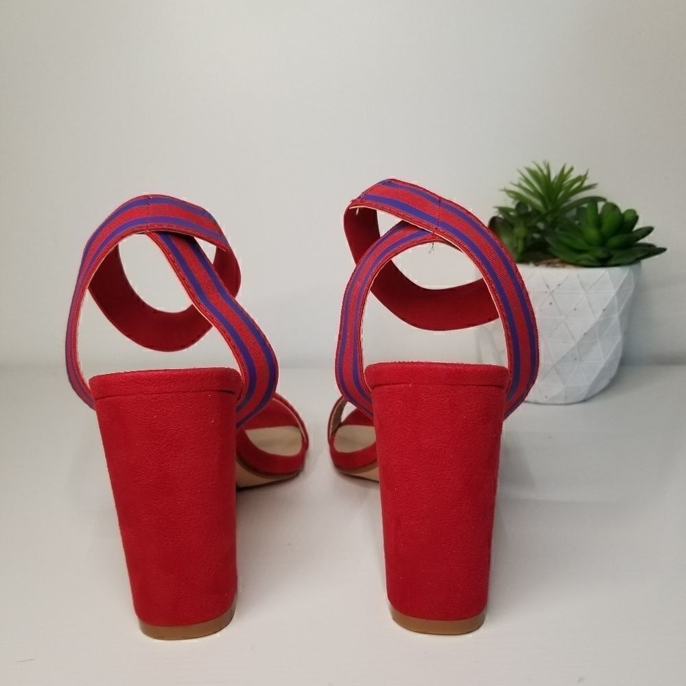 Yoki red and blue ankle strap heels - Picture 4 of 5